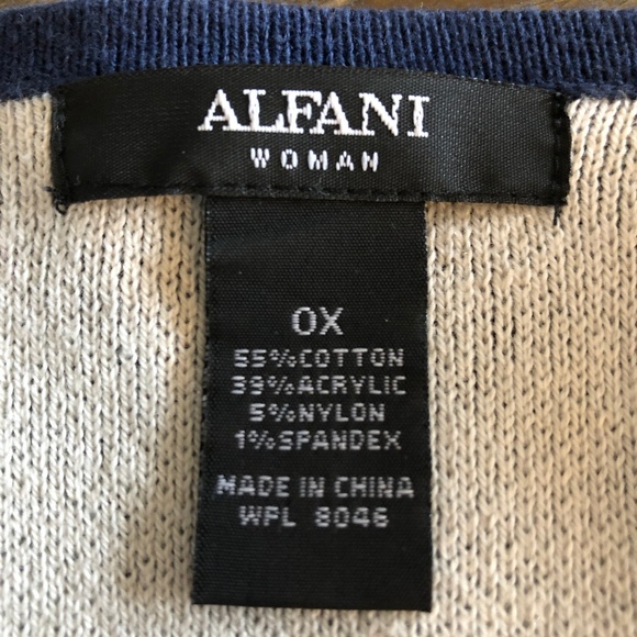 ALFANI Cardigan Jacket Navy/Cream - OS - Picture 2 of 5